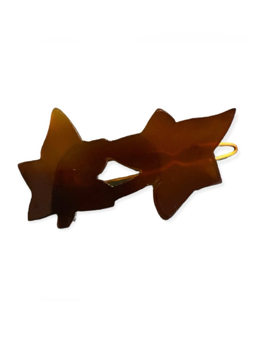 1960’s Leaf French Barrette, Brown Tortoiseshell‎ Deadstock, 2” Long